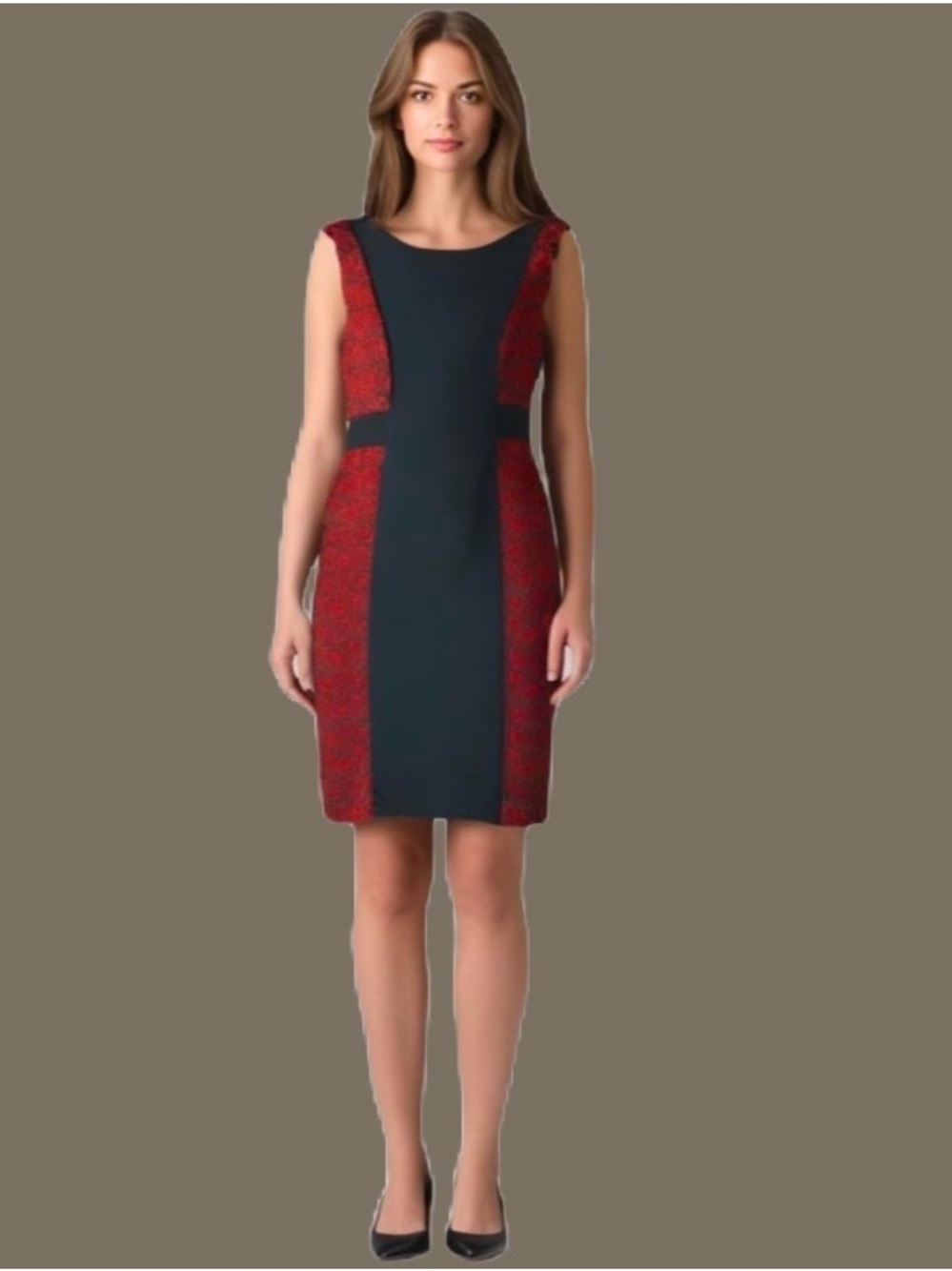 Cynthia Rowley  Black & Red Shimmer Lace Sheath Cocktail Dress Size 6